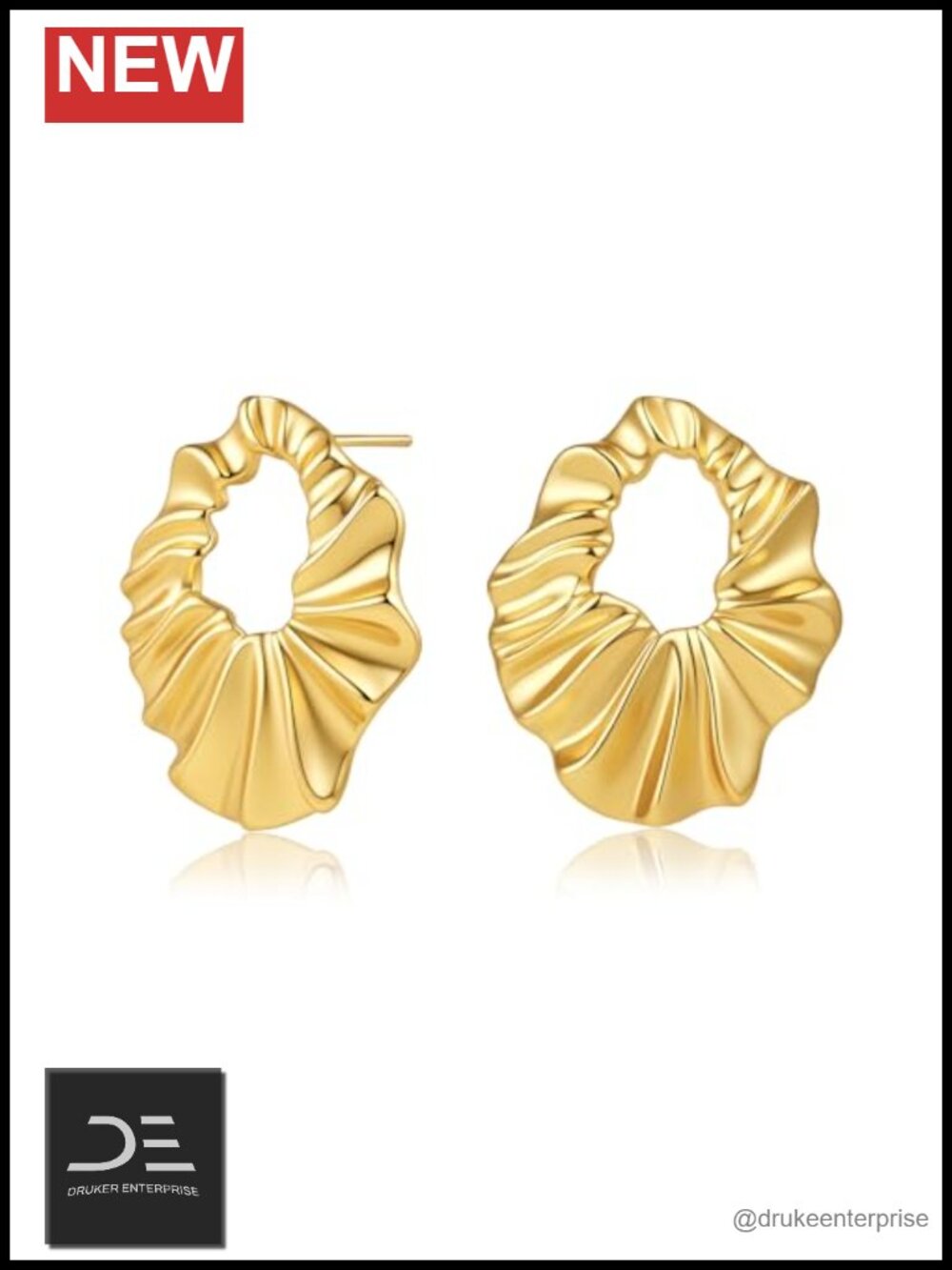 Ruffled Skirt Design Stud Earrings for Women in Gold Silver | Cubic Zirconia